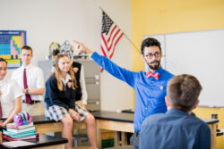 science teacher pointing